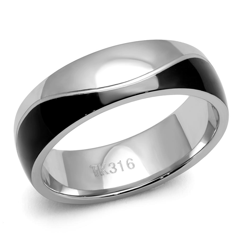 Two-Tone IP Black (Ion Plating) Stainless Steel Ring with No Stone