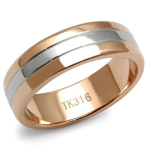 Two-Tone IP Rose Gold Stainless Steel Ring with No Stone