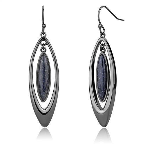 IP Light Black  (IP Gun) Stainless Steel Earrings with Blue Sand  in Montana