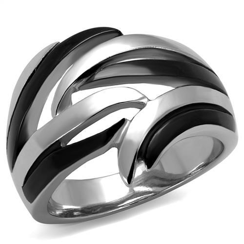 Two-Tone IP Black (Ion Plating) Stainless Steel Ring with No Stone