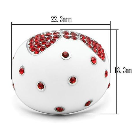 High polished (no plating) Stainless Steel Ring with Top Grade Crystal  in Ruby