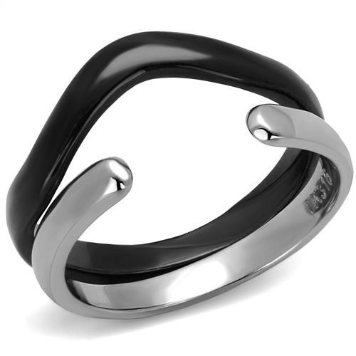 Two-Tone IP Black (Ion Plating) Stainless Steel Ring with No Stone