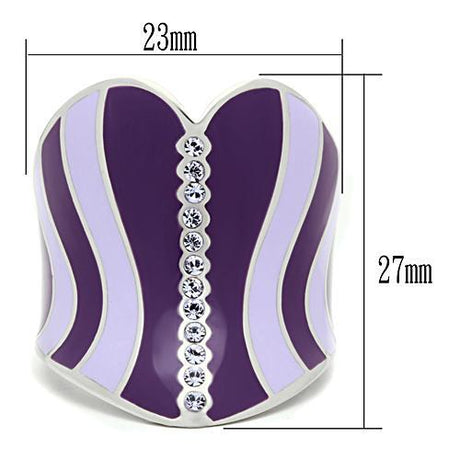 High polished (no plating) Stainless Steel Ring with Top Grade Crystal  in Sea Blue