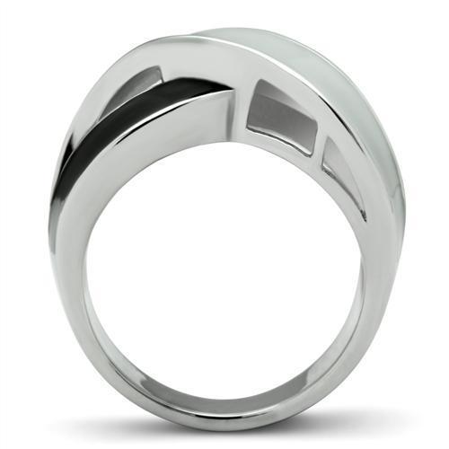 Rhodium Stainless Steel Ring with Epoxy  in No Stone