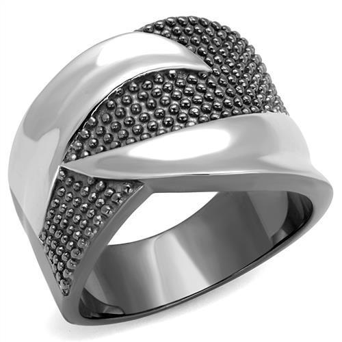 Two Tone IP Light Black (IP Gun) Stainless Steel Ring with No Stone