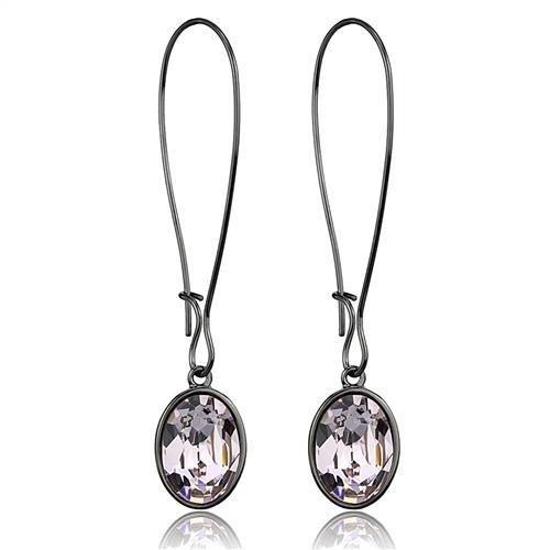 IP Light Black  (IP Gun) Stainless Steel Earrings with Top Grade Crystal  in Light Peach