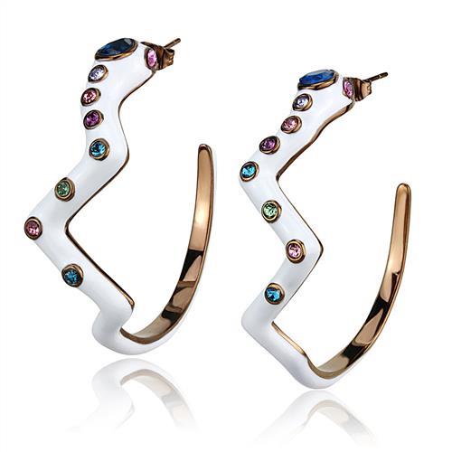IP Coffee light Stainless Steel Earrings with Top Grade Crystal  in Multi Color