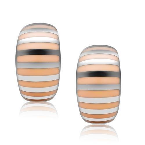 High polished (no plating) Stainless Steel Earrings with Epoxy  in No Stone