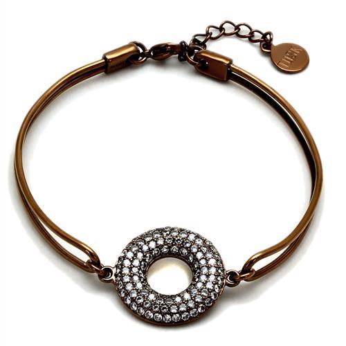 IP Coffee light Stainless Steel Bangle with AAA Grade CZ  in Clear