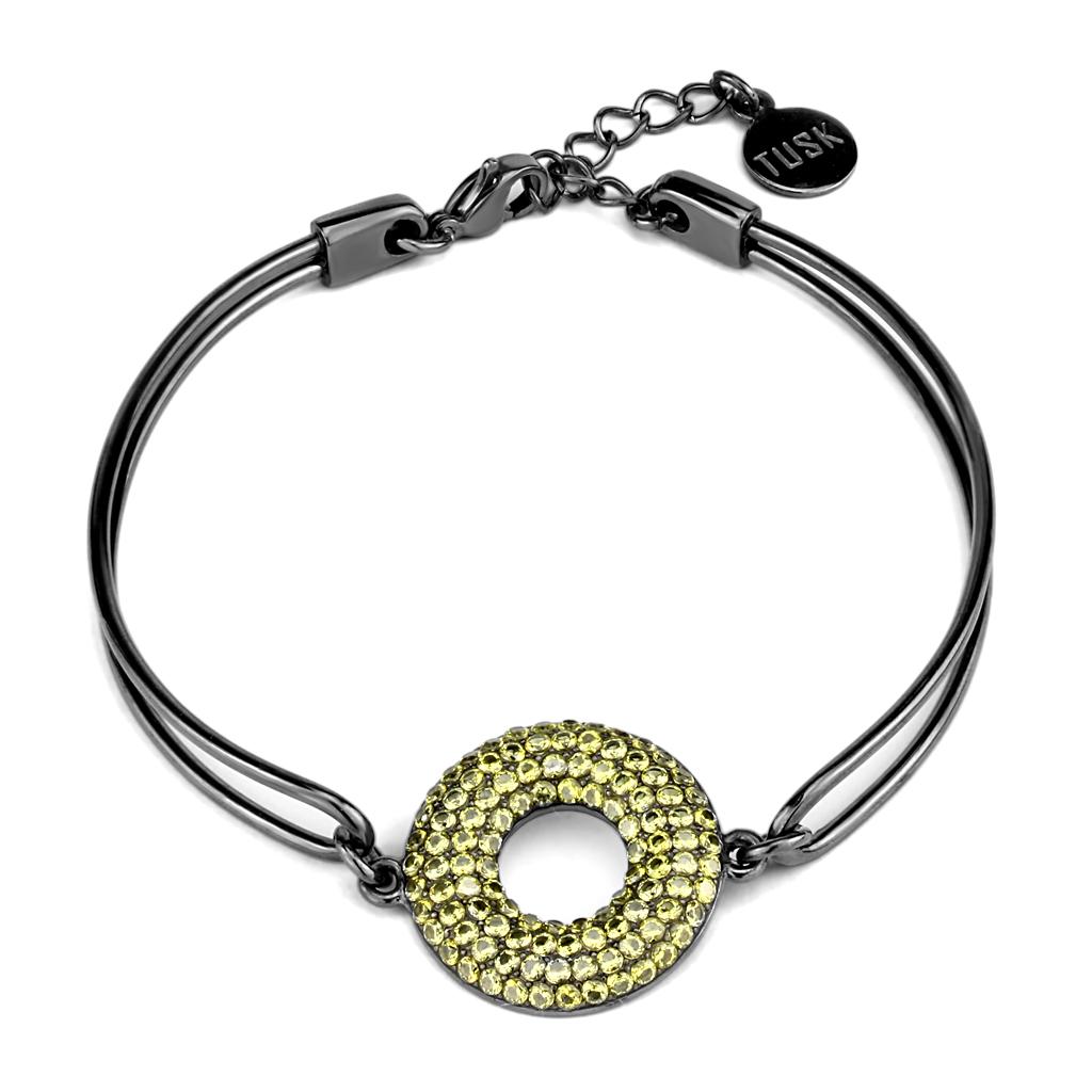 IP Light Black  (IP Gun) Stainless Steel Bangle with AAA Grade CZ  in Topaz