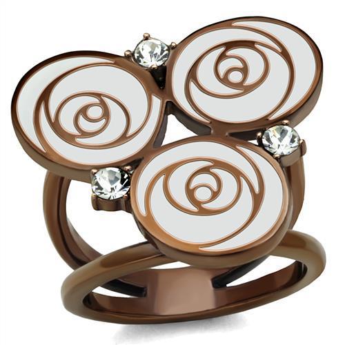 IP Coffee light Stainless Steel Ring with Top Grade Crystal  in Clear