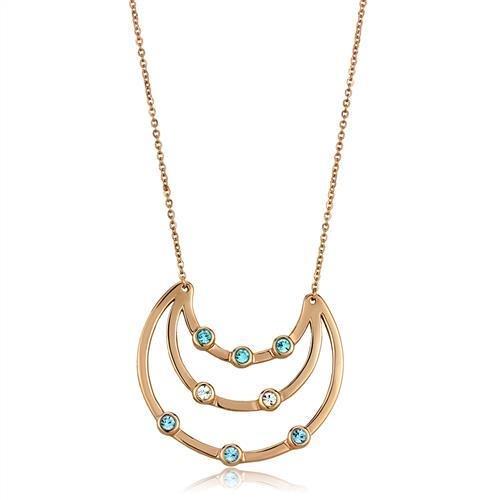 IP Rose Gold(Ion Plating) Stainless Steel Necklace with Top Grade Crystal  in Multi Color