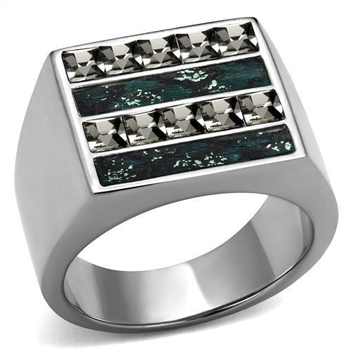 High polished (no plating) Stainless Steel Ring with Leather  in Assorted