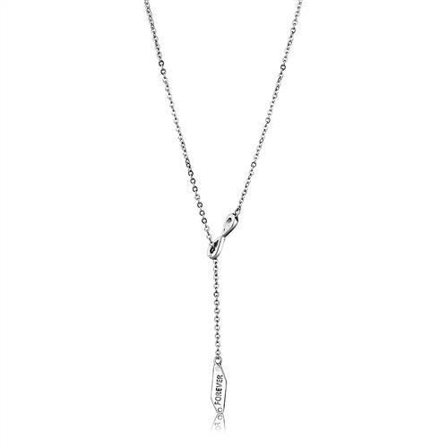 High polished (no plating) Stainless Steel Necklace with Top Grade Crystal  in Clear