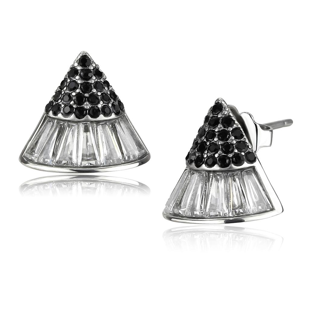 No Plating Stainless Steel Earrings with AAA Grade CZ in Clear