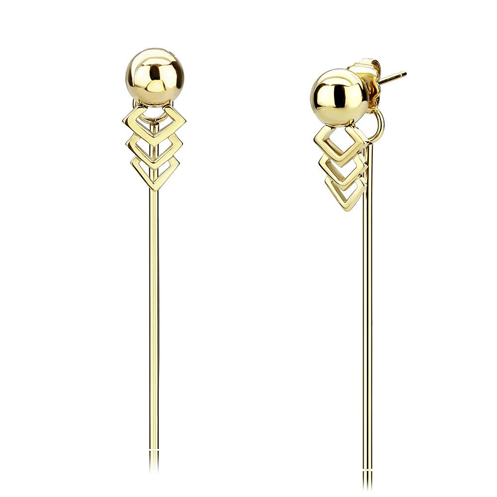 IP Gold(Ion Plating) Stainless Steel Earrings with No Stone