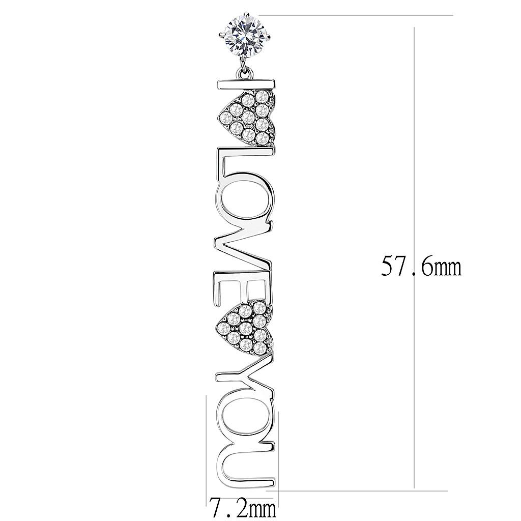 High polished (no plating) Stainless Steel Earrings with AAA Grade CZ in Clear
