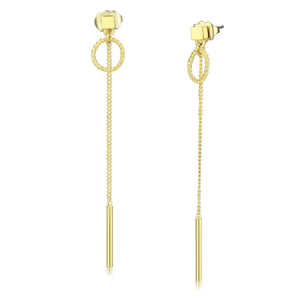 IP Gold(Ion Plating) Stainless Steel Earrings with No Stone