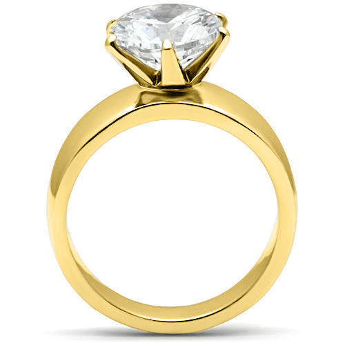 Ion Gold Plating Stainless Steel Ring with AAA Grade CZ in Clear