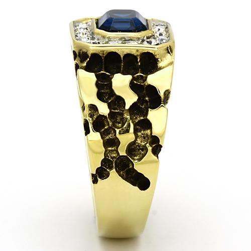Two-Tone IP Gold (Ion Plating) Stainless Steel Ring with Top Grade Crystal in Montana