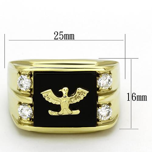 Gold-Plated Western Military Ring with Jet Black Agate