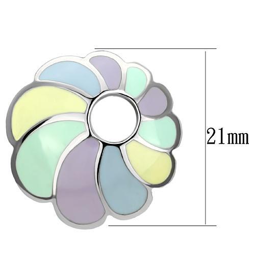 High polished (no plating) Stainless Steel Earrings with Epoxy in Multi Color