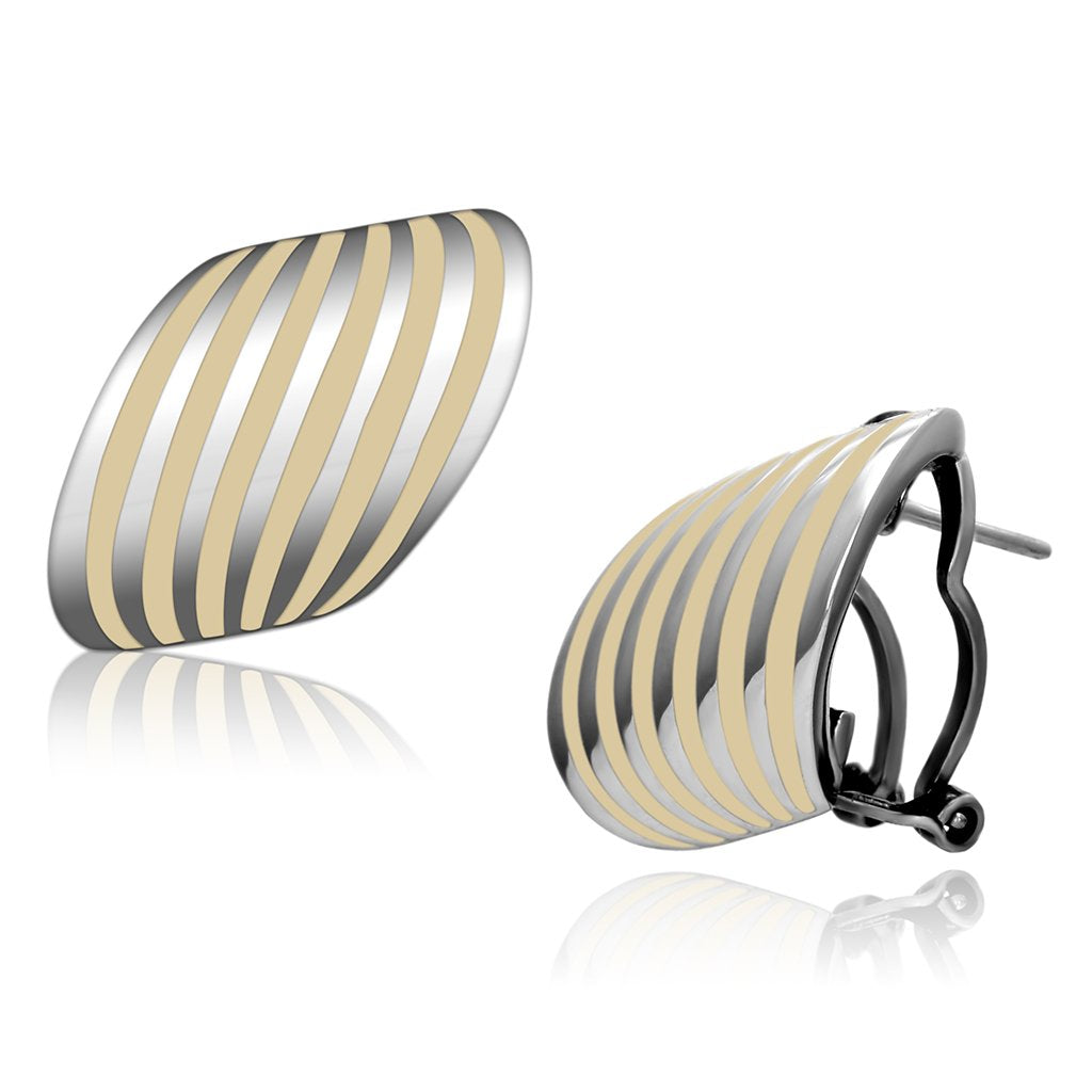 High polished (no plating) Stainless Steel Earrings with Epoxy in Orange