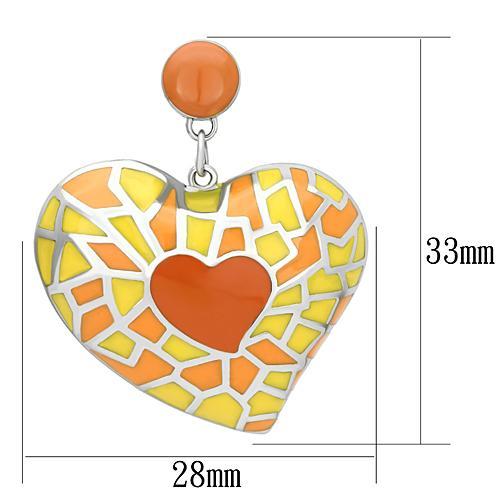 High polished (no plating) Stainless Steel Earrings with Epoxy in Multi Color