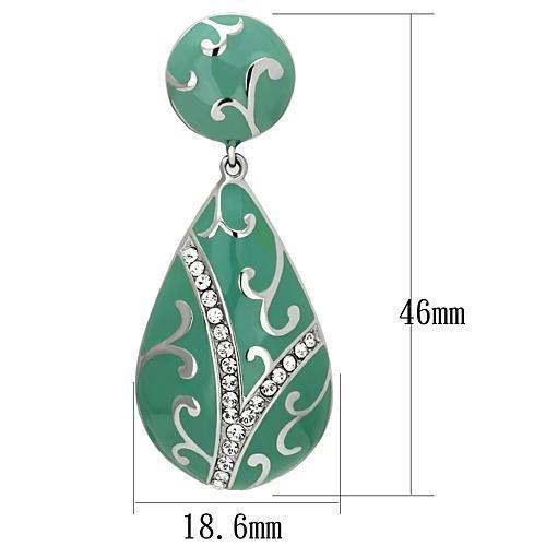 High polished (no plating) Stainless Steel Earrings with Top Grade Crystal in Clear