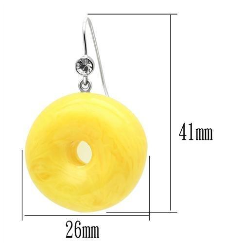 IP rhodium (PVD) Brass Earrings with Synthetic Synthetic Stone in Topaz