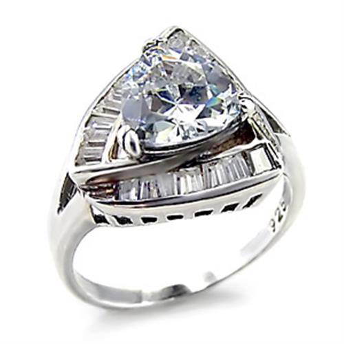 Polished 925 Sterling Silver Ring with AAA Grade CZ in Clear