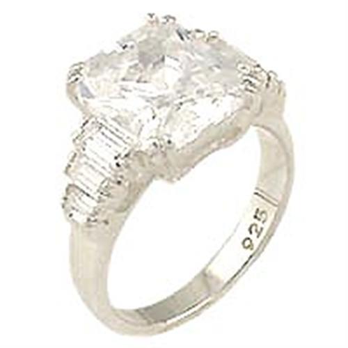 Polished 925 Sterling Silver Ring with AAA Grade CZ in Clear
