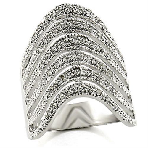 Rhodium Brass Ring with Top Grade Crystal  in Clear