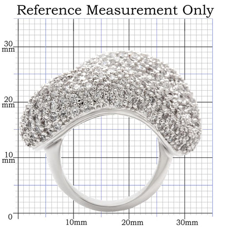 0W066 Rhodium Brass Ring with AAA Grade CZ in Clear