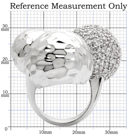 Rhodium Brass Ring with AAA Grade CZ  in Clear