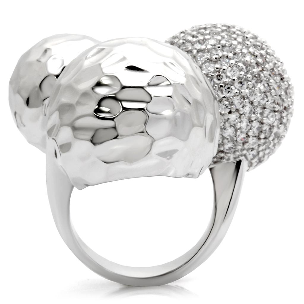 Rhodium Brass Ring with AAA Grade CZ  in Clear