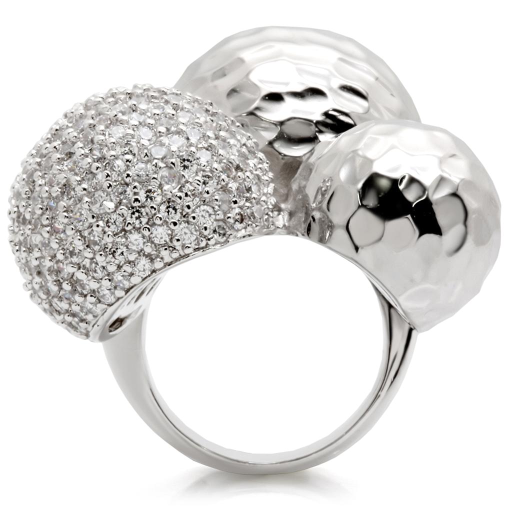 Rhodium Brass Ring with AAA Grade CZ  in Clear