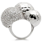 Rhodium Brass Ring with AAA Grade CZ  in Clear