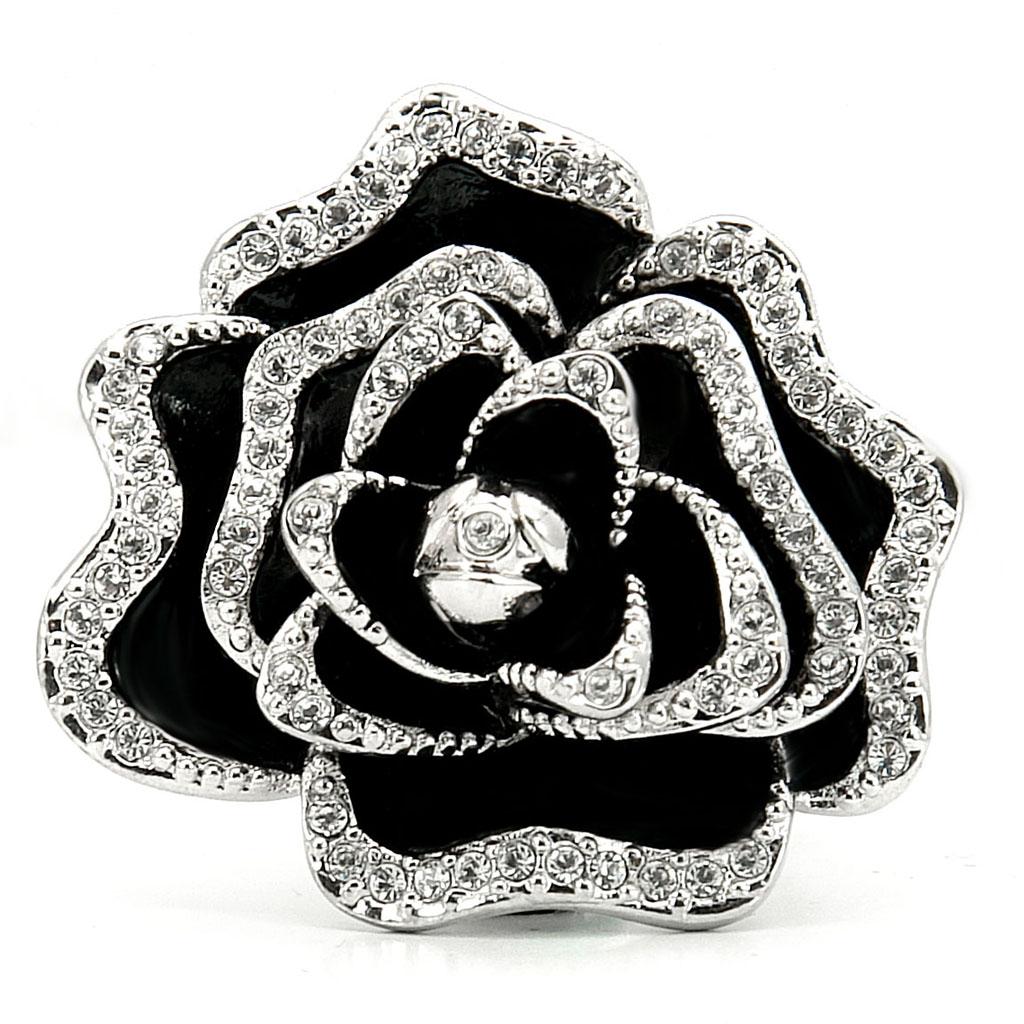 Rhodium Brass Ring with Top Grade Crystal  in Clear