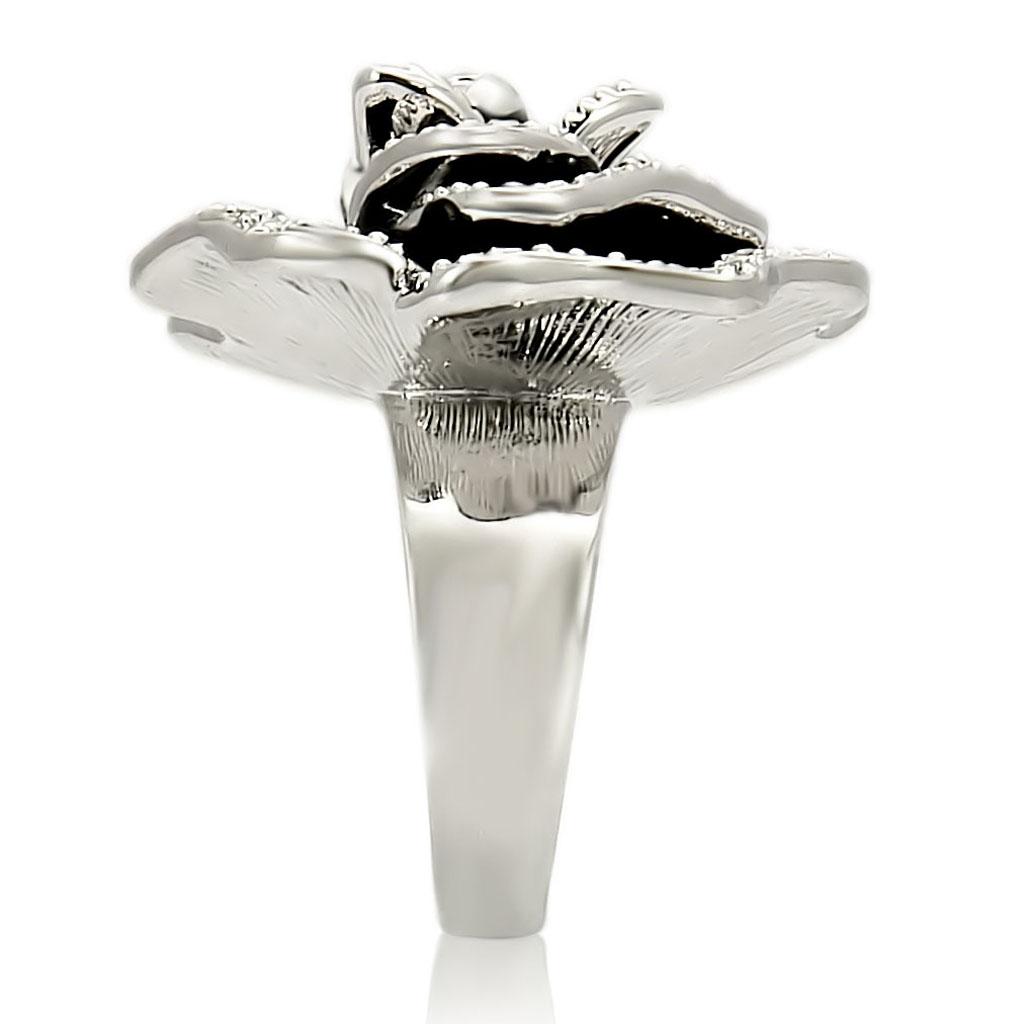 Rhodium Brass Ring with Top Grade Crystal  in Clear