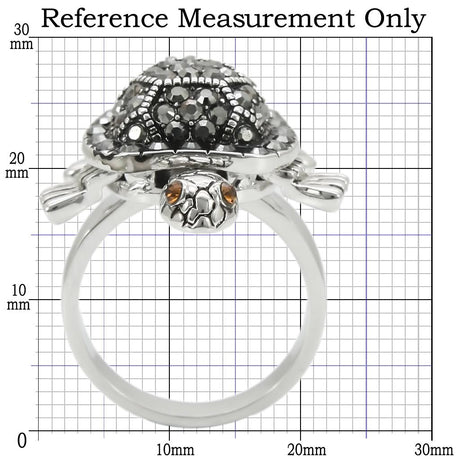 Rhodium Brass Ring with Top Grade Crystal  in Multi Color