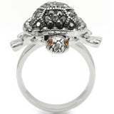 Rhodium Brass Ring with Top Grade Crystal  in Multi Color