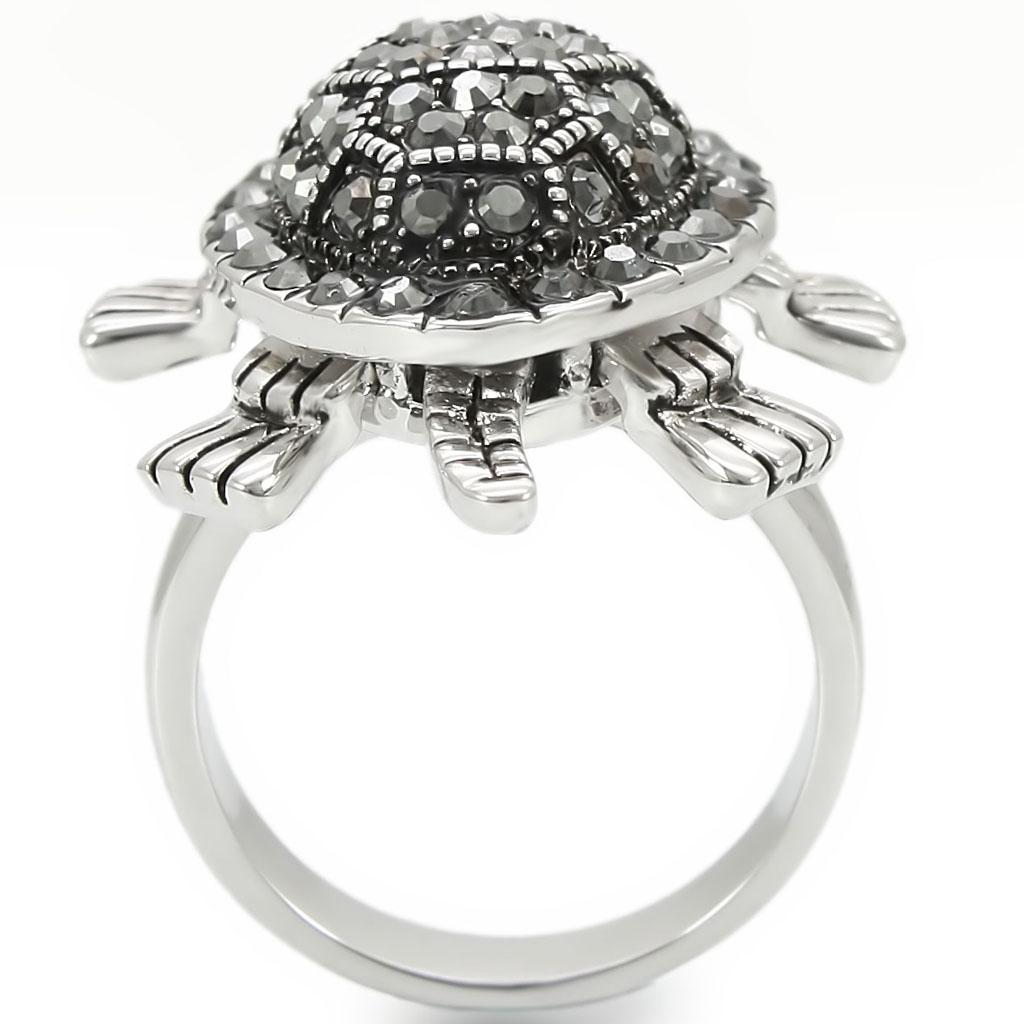 Rhodium Brass Ring with Top Grade Crystal  in Multi Color