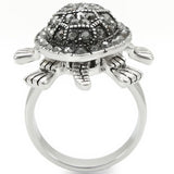 Rhodium Brass Ring with Top Grade Crystal  in Multi Color