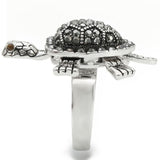 Rhodium Brass Ring with Top Grade Crystal  in Multi Color