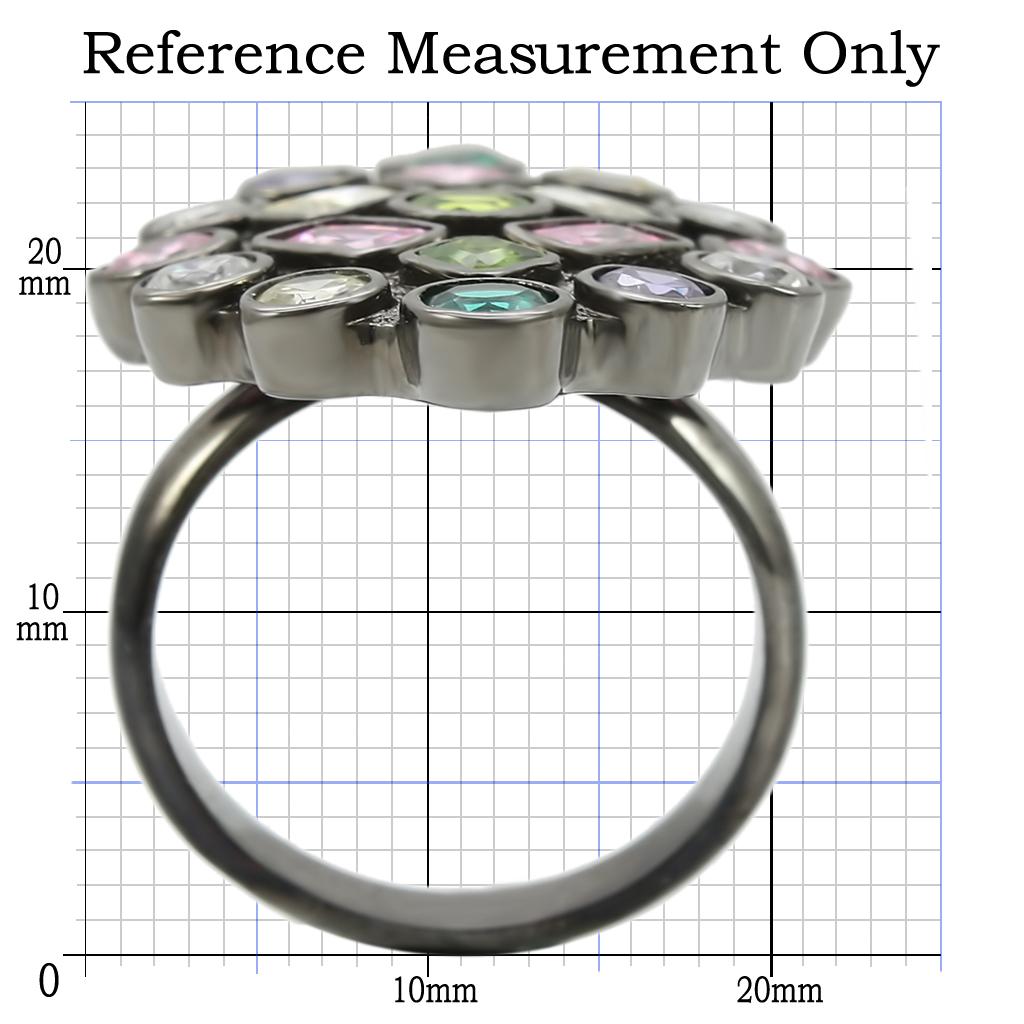 Ruthenium Brass Ring with AAA Grade CZ  in Multi Color