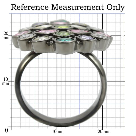 Ruthenium Brass Ring with AAA Grade CZ  in Multi Color
