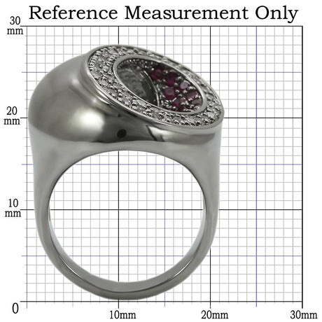 Ruthenium Brass Ring with Synthetic Garnet in Ruby