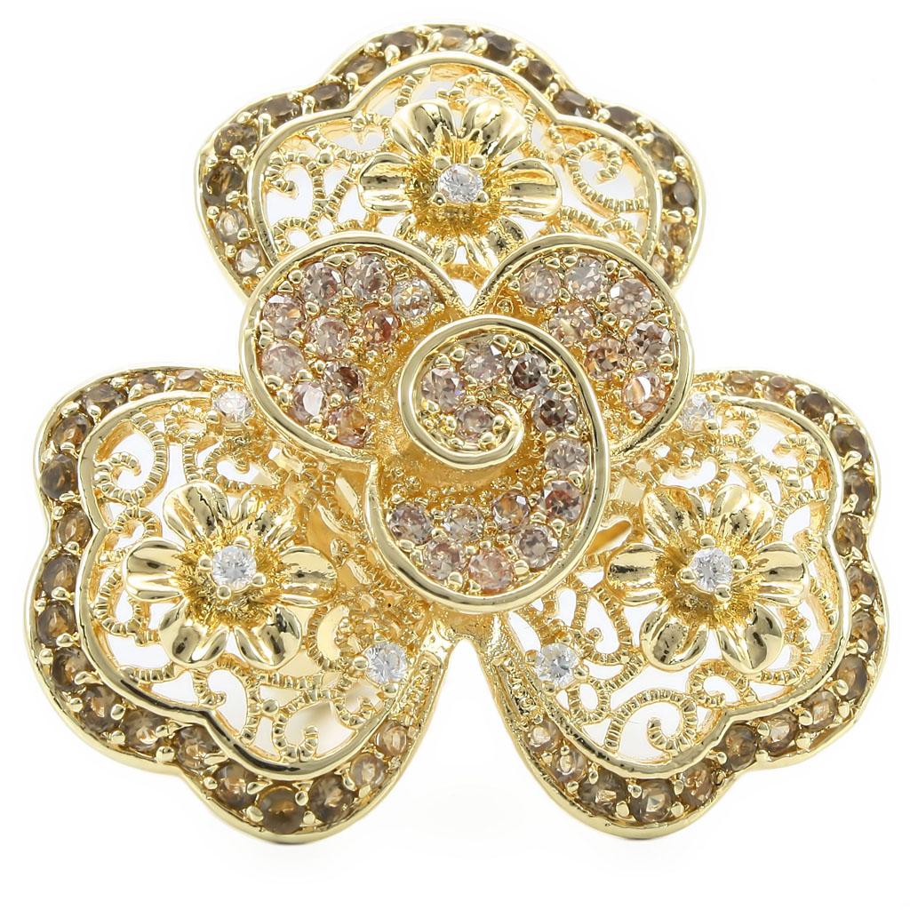 Gold Brass Ring with AAA Grade CZ  in Multi Color