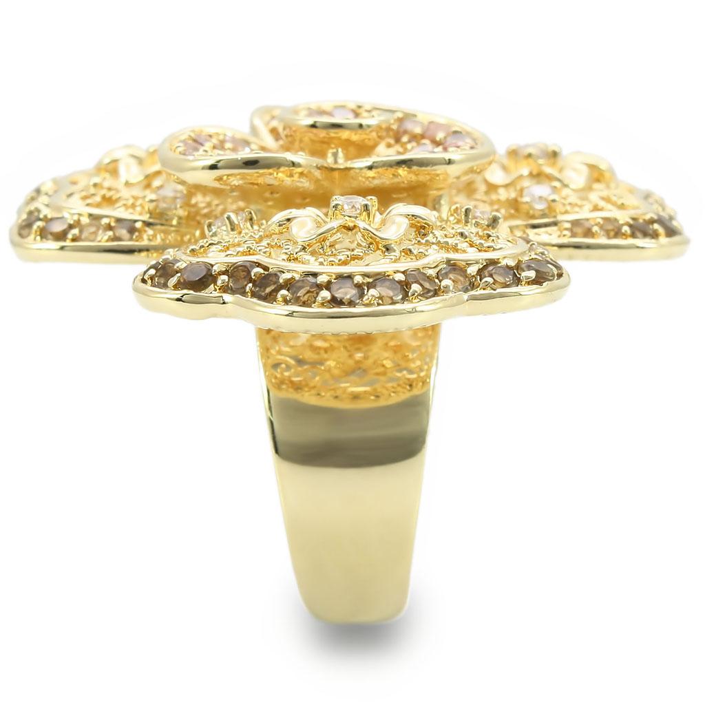 Gold Brass Ring with AAA Grade CZ  in Multi Color
